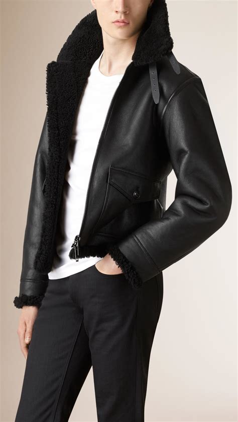 burberry shearling coat with hood|shearling aviator jacket men's.